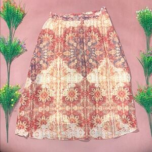 Anthropologie Red and Cream A-Line Skirt